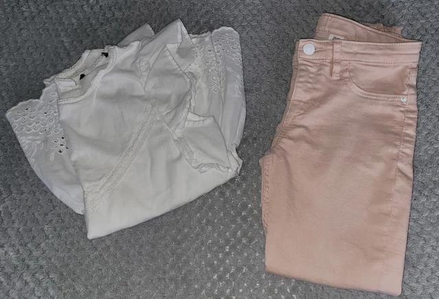 Pacchetto abbigliamento ragazza 1 paio di jeans e 1 top in pizzo età 9-10