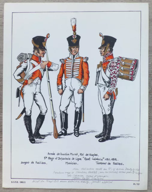 Planche Uniforme N°727, Sabretache 1969: Armée J. Murat, Naples, Royal Calabria