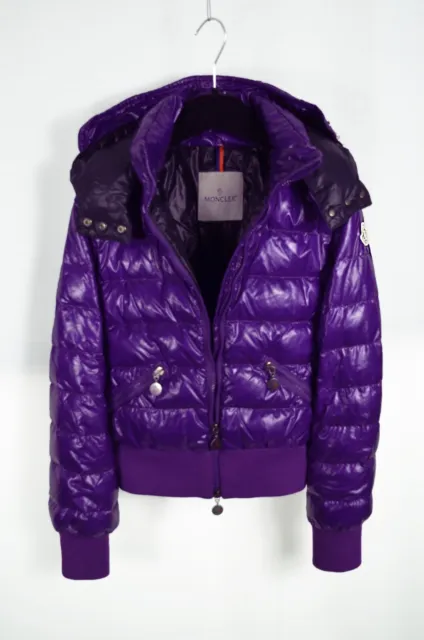 Moncler Bomber Bambina 12 anni Piumino Corto Viola Cappuccio Puffer Ragazza XS