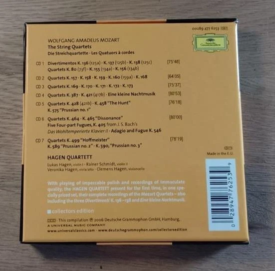 MOZART The String Quartets  HAGEN QUARTETT  7CD DG BOXSET Deutsche Grammophon