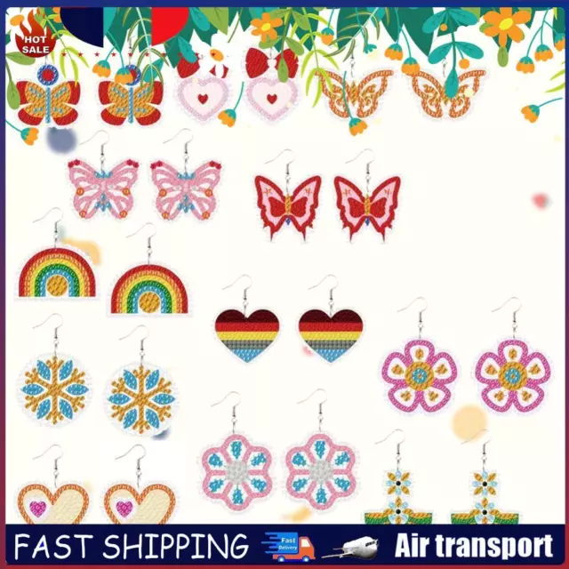 12 Pairs Double Sided Diamond Painting Earrings for Women Girls (Butterfly) FR