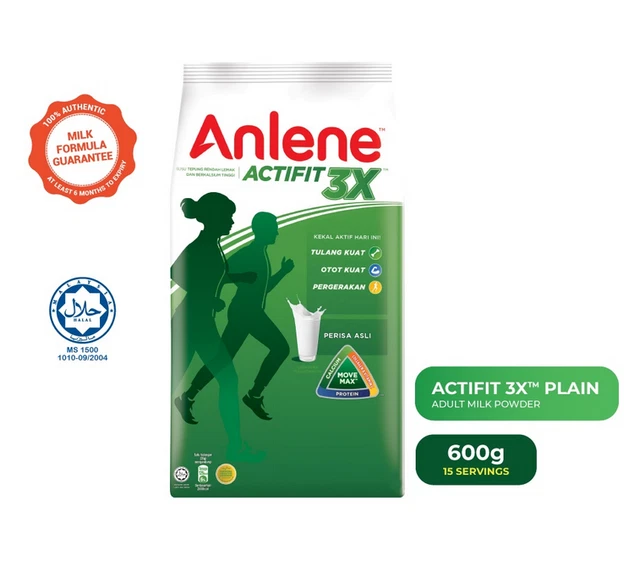4 X 600G ANLENE Actifit 3XTM Latte in polvere per adulti a basso contenuto...
