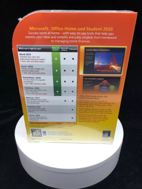 NEW Microsoft Office Home & Student (2010) (3 PC) Retail Box - 79G-02144 2