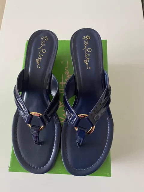 Lilly Pulitzer- McKim Navy wedge sandals 8.5