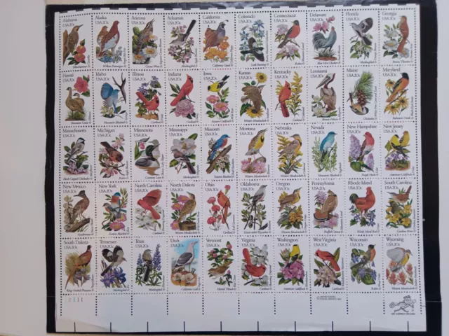 USPS stamps #1953-2002 Full  Sheet - State Birds & Flowers Issue - 20 cent MNH