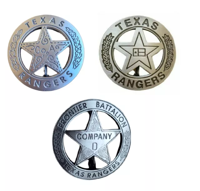 Replica Texas Rangers Peso Back Company A B D Badge Novelty Western Badge Set