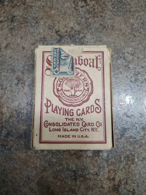 Vintage No. 220 Steamboat Playing Card Box N.Y. Consolidated Card Company Vintage No. 220 Steamboat Playing Card Box N.Y. Consolidated Card Company