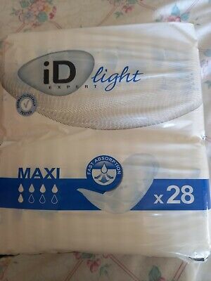 2 x Maxi almohadillas de incontinencia Id Expert (2 paquetes sellados x 28 almohadillas) unisex