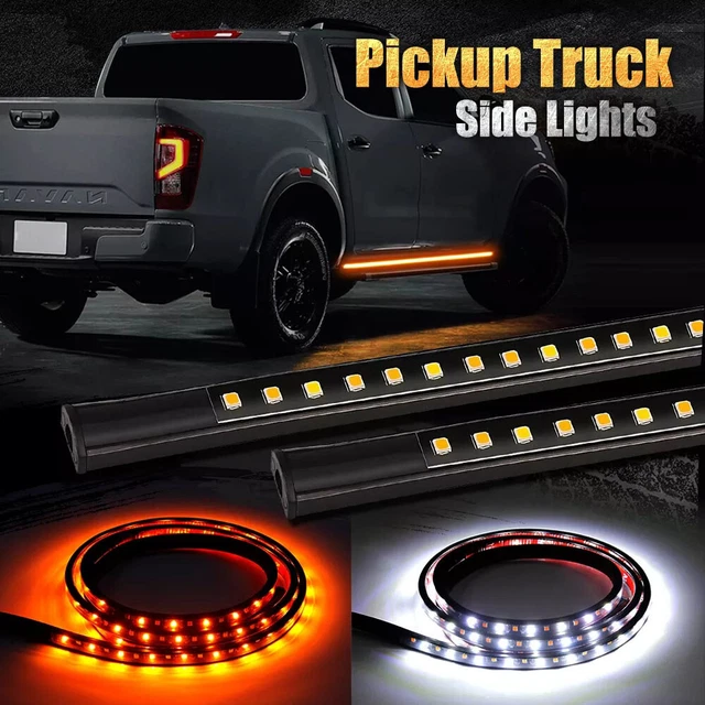 2X 60& RUNNING Board LED Light Side Step Strip Bar White Amber Turn