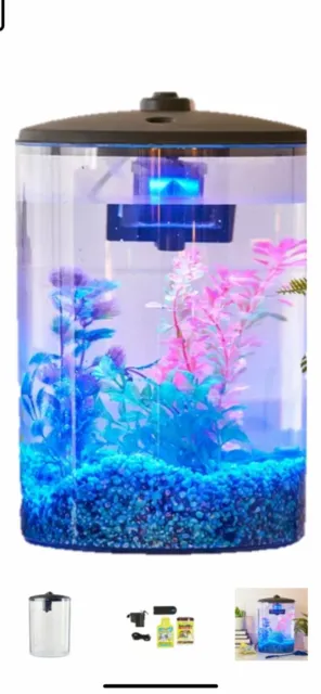 Aqua Culture tank 3-gallon plastic aquarium with LED lights and power filter 