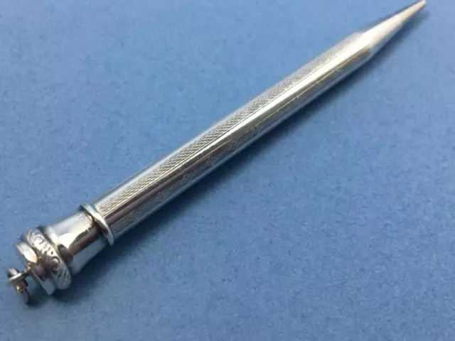 VICTORIAN SOLID SILVER AGATE SEAL PROPELLING PENCIL c1880 A F