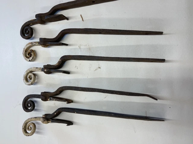 Antique 19th C Hand Forged Wrought Iron Hanger SET OF FIVE