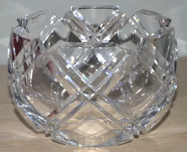 Vintage Orrefors Heavy Cut Glass Crystal Bowl 7” Diameter Signed