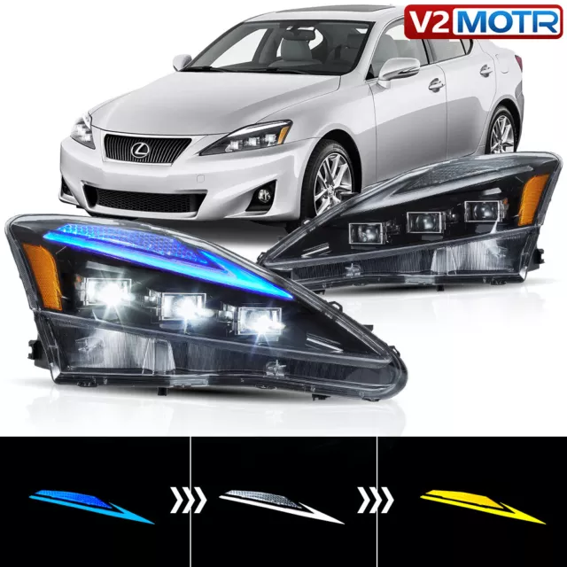 VLAND LED DRL Projector Headlights w/Startup For 2006-2013 Lexus IS250 IS350 ISF