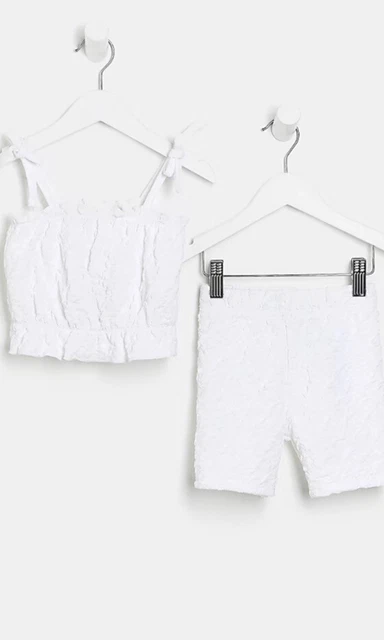 BNWT 4-5 yrs River Island Mini Girls Texture Cami Short Set white outfit summer
