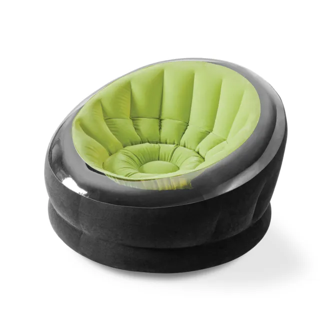 Intex Empire Inflatable Blow Up Lounge Dorm Camping Chair, Lime Green (Open Box)