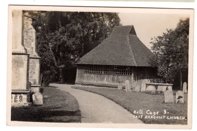 Suffolk postcard - Bell Cage, East Bergholt Church - RP (A443)