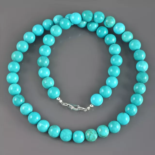 Naturel Bleu Turquoise 8mm Rond Perles 18 " Chaîne Main Femme Collier Bijoux 2