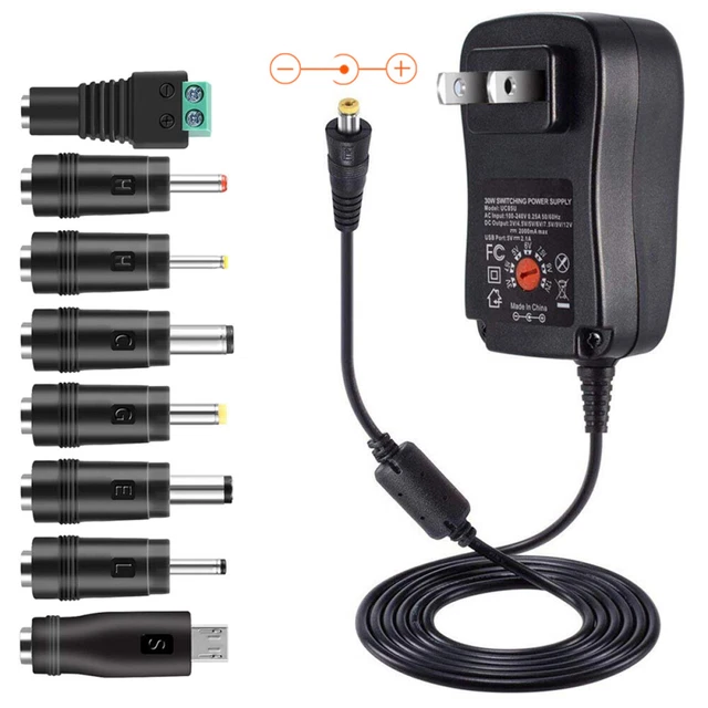 30W 3-12V DC Adapter Power Supply for Multi Voltage Wall Charger Converter USA