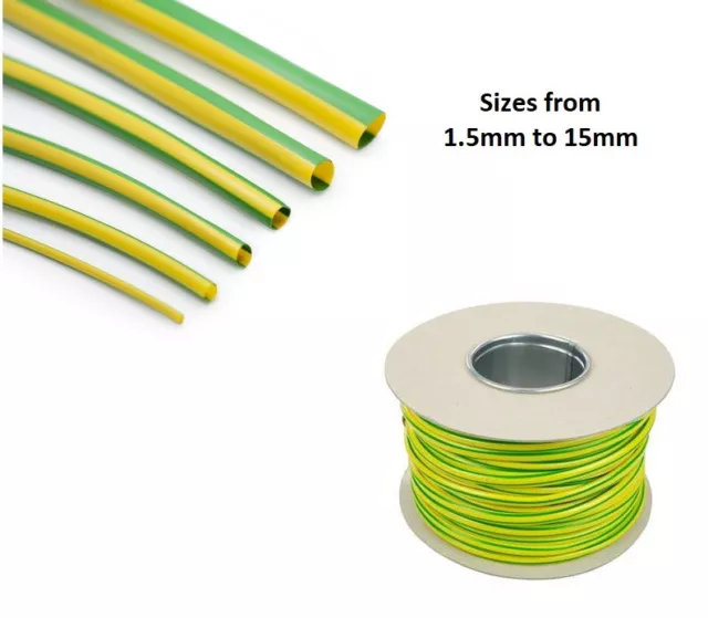 PVC Cable Sleeving Green Yellow All Sizes Electrical Cable Tubing Earth Harness