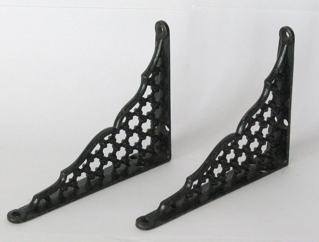 Ant. Cast Iron Wall Shelf Brackets country home cottage rustic camp Victorian