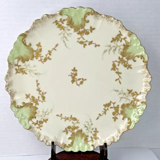 Vintage LS&S Limoges France Salad Luncheon Plate 8.5” Hand Painted Heavy Gold