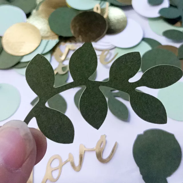 100 Pcs Sage Leaves Confetti Green Gold Round Paper Love Confetti For Wedding $d