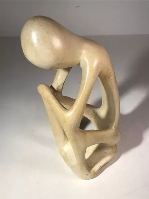 VTG Shona Statue THINKER Sculpture Carved Soap Stone African Art Native 7.5”