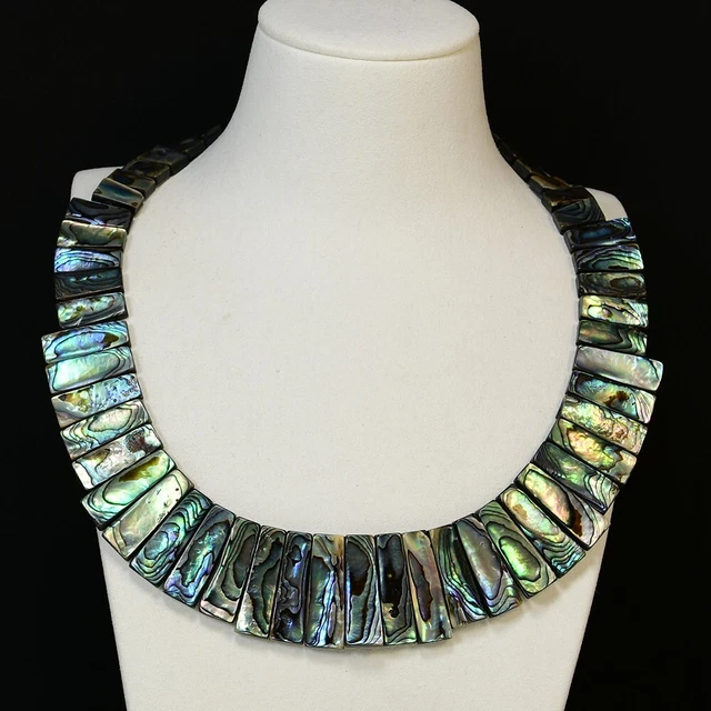 Top-drilled Mix Color Green Abalone Sea Shell Pearl Chocker Necklace 20''