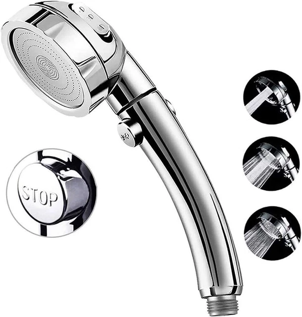 RV HAND HELD Shower Head On Off Switch Chrome 3 Spray Water Pressure