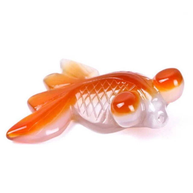 2pcs Natural Red agate goldfish Gemstone Lucky Pendant Bohemia Spirituality