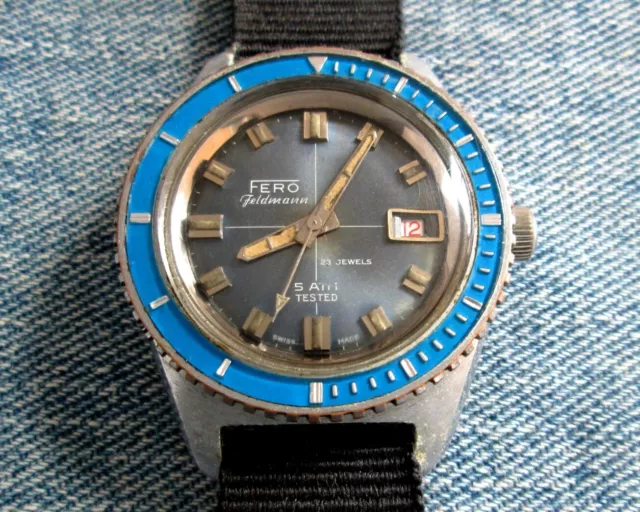 Fero Feldmann Super 138 5ATM Vintage Diver's Mechanical Hand Winding Men's Watch