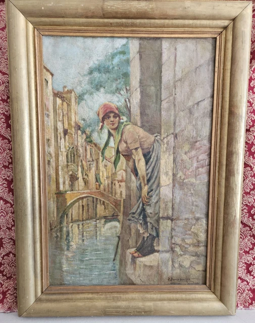Tableau à L'huile VENISE - Signé Henri JACQUIER | Vue Sur Les Gondoles, Paysage Italie