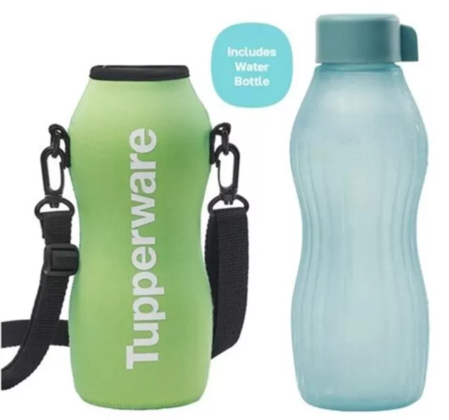 Tupperware Drink Bottle With Pouch Green/Blue Bottle Set With Strap Xtreme New