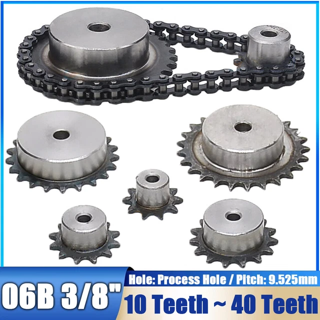 06B 3/8& STEEL Roller Chain Sprocket Wheel Pitch 9.525mm 10~40Teeth ...