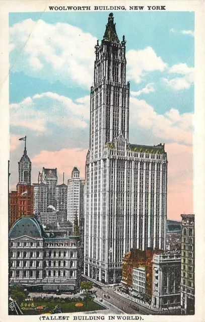 NEW YORK CITY~WOOLWORTH Building, the Tallest in the World 1920s $5.00 ...