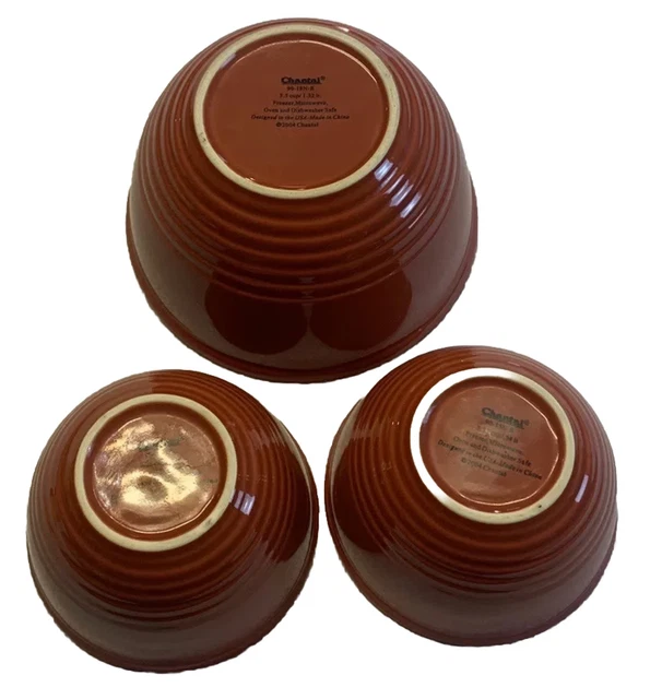 Chantal  Cranberry Glazed Stoneware  Mixing Bowl Set Of 3- 5.5 & 2.25 Cup
