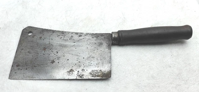 Ancien Couteau De Boucher Français - Lame 30cm - Manche Bois - Métier Art Pop