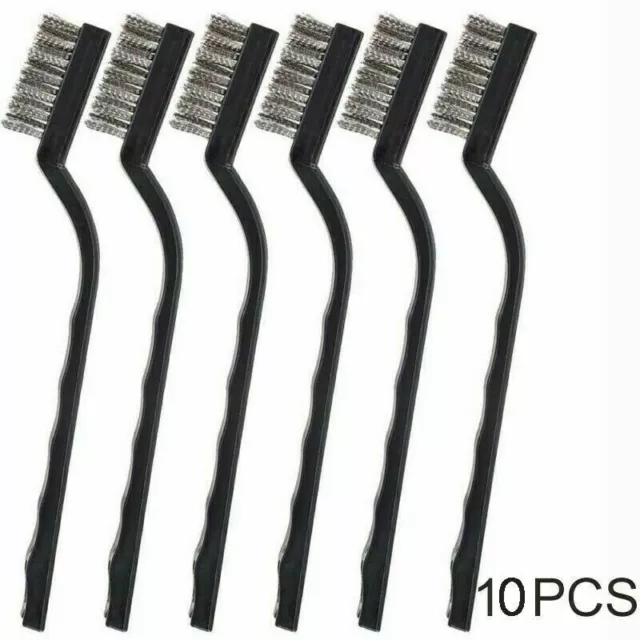 10Pcs Small Wire Brushes Set Stainless Steel DIY Paint Rust-Remover Tool Kit UK 3