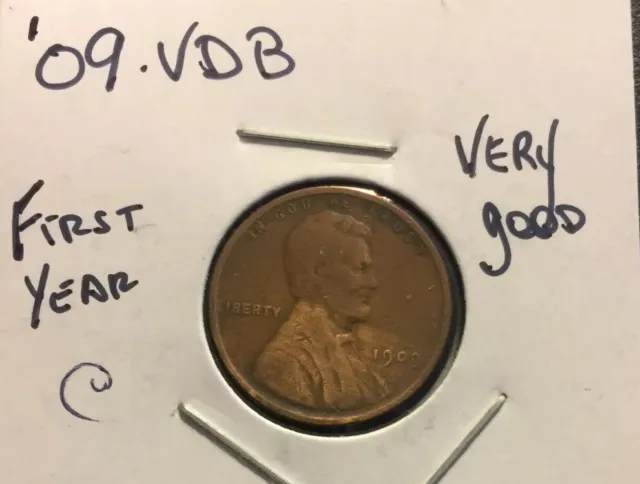 1909 VDB P Lincoln Wheat Cent Penny - Very Good + US Coins