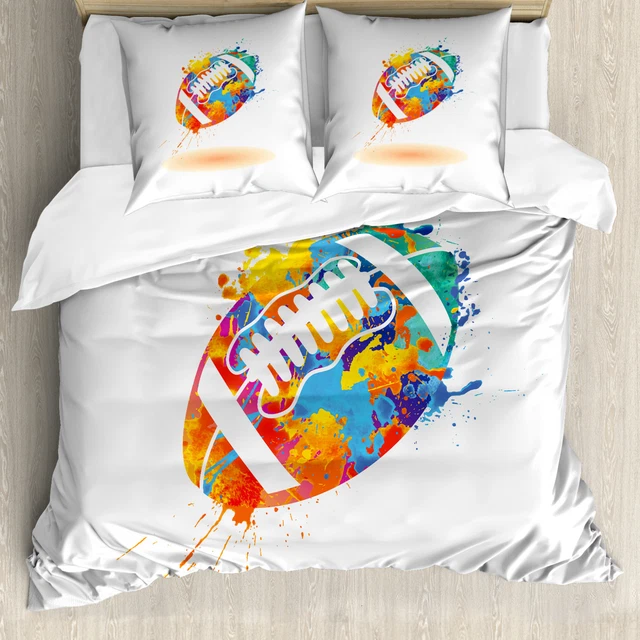 DES SPORTS HOUSSE de Couette Ballon de rugby Effet Splash EUR 68,99