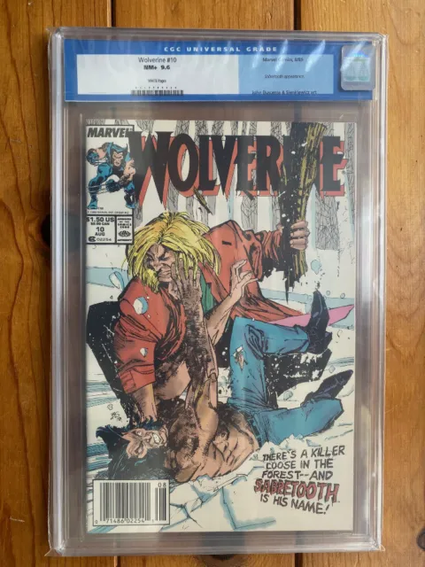 WOLVERINE #10 (1989 Marvel) CGC 9.6 NM+ Wolverine VS Sabertooth NEWSSTAND