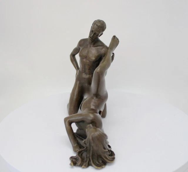 Estatua Pareja Sexy Art Deco Estilo Art Nouveau Estilo Bronce sólido Firmado 2