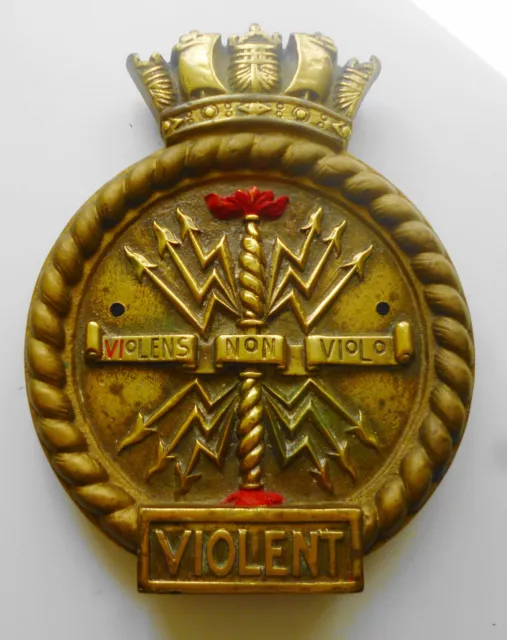 HMS VIOLENT "V"Class Destroyer 1917-37 Original Name Plaque by Swann Hunter Tyne