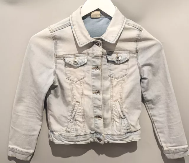 Zara Denim Giacca Ragazza, Età 9-10, Colore Azzurro, bottoni, tasche