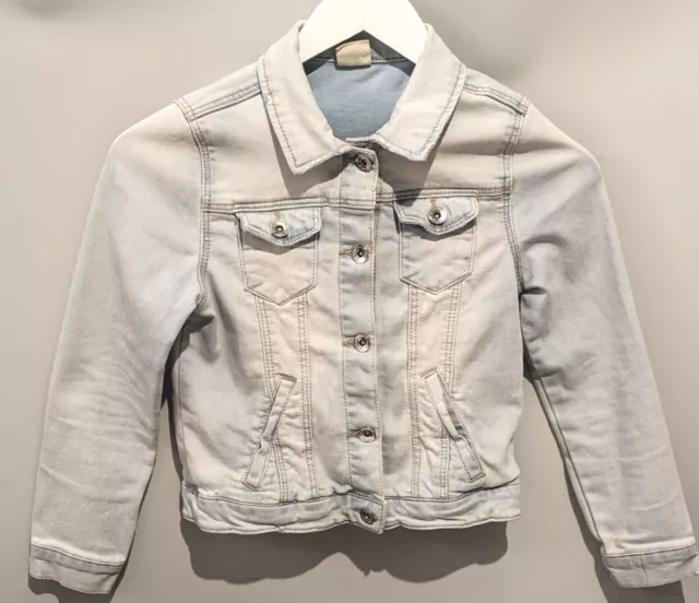 Zara Denim Jacket Girls, Age 9-10, Light Blue colour, buttons, pockets