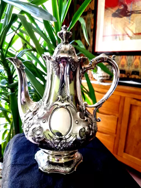Stupenda Caffettiera Argento Sterling 882Gms Famiglia Barnard Londra C1850 Excon