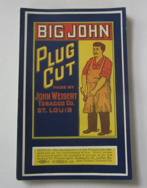 Wholesale Lot of 50 Old Vintage BIG JOHN - Plug Cut TOBACCO - LABELS - St Louis