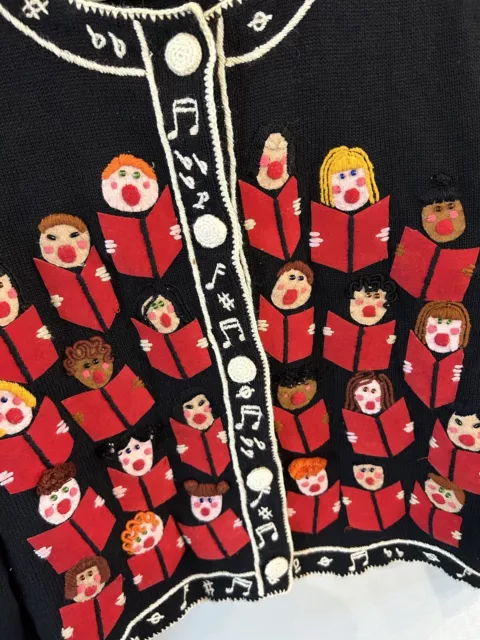 Michael Simon New York Christmas Carolers Choir Vintage Cardigan Sweater Size L