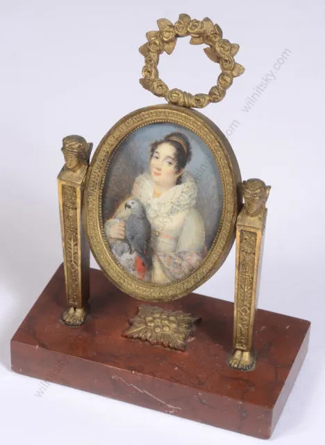 "French Support with Miniature Portrait of a Young Lady with Parrot", 1815/20